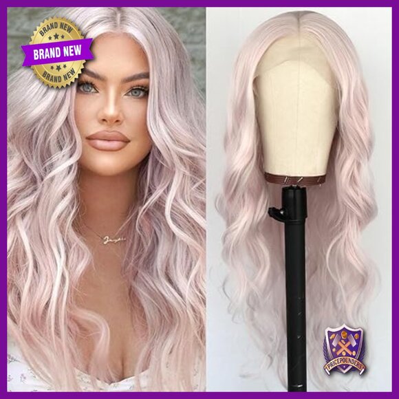 24 Inch Lace Front Wig Heat Resistant Synthetic Wavy Long Glueless main image 7